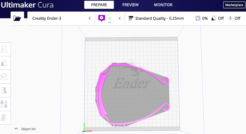 Ender 3 Face Shield Automation Cura